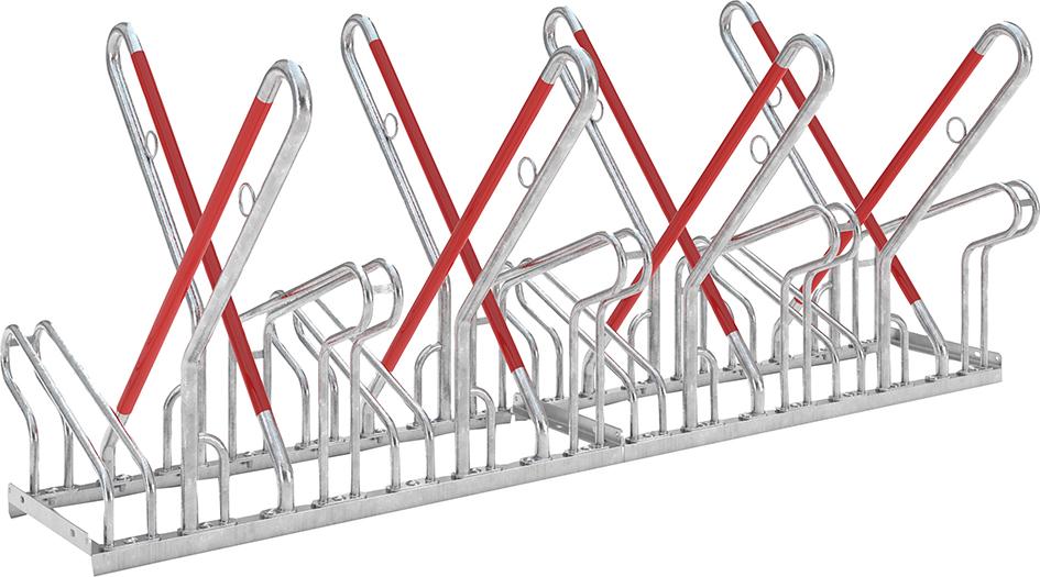 WSM Fahrrad-Anlehnparker zweiseitig, verzinkt L 2160 mm, 8 Plätze