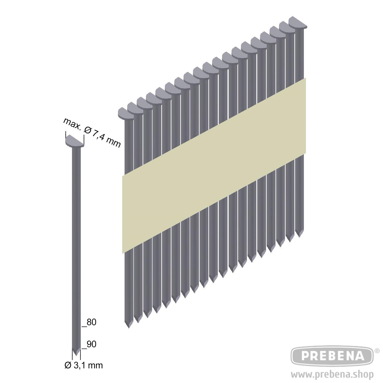 Prebena PR31/90NKRI Halbkopf-Streifennägel verzinkt Ringschaft 90mm