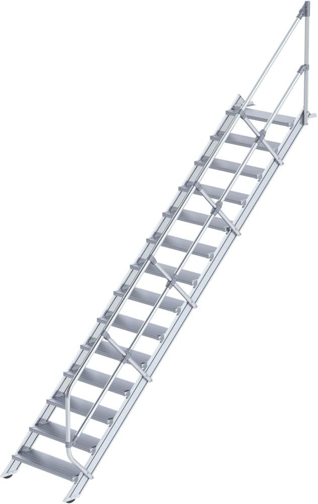 MUNK Alu-Treppe 45 Grad 14 Stufen B 800 mm lichte Höhe 2910 mm Ausladung 3179 mm