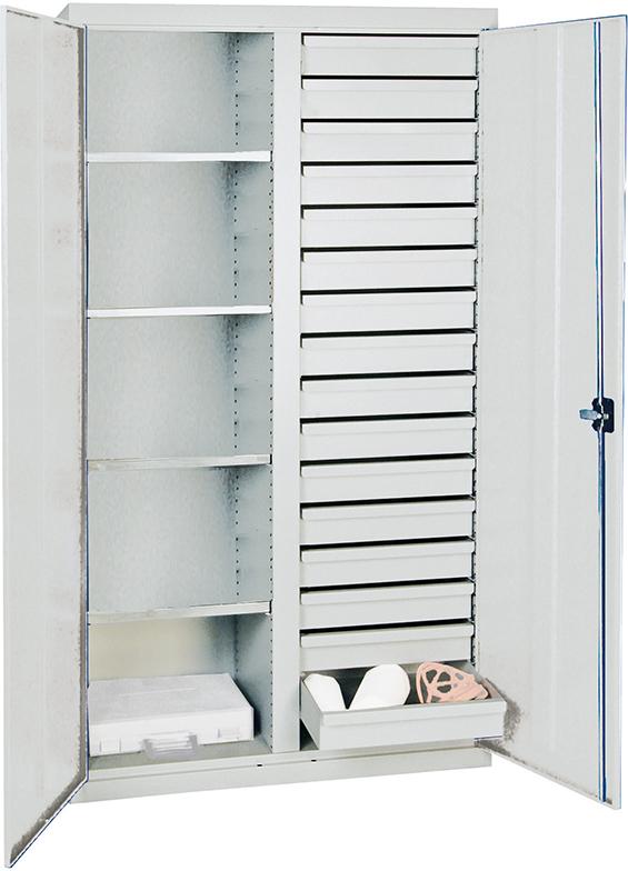 Stumpf Werkzeug- und Materialschrank Serie 2000, 4 Fachböden, 16 Schubladen, Mitteltrennwand