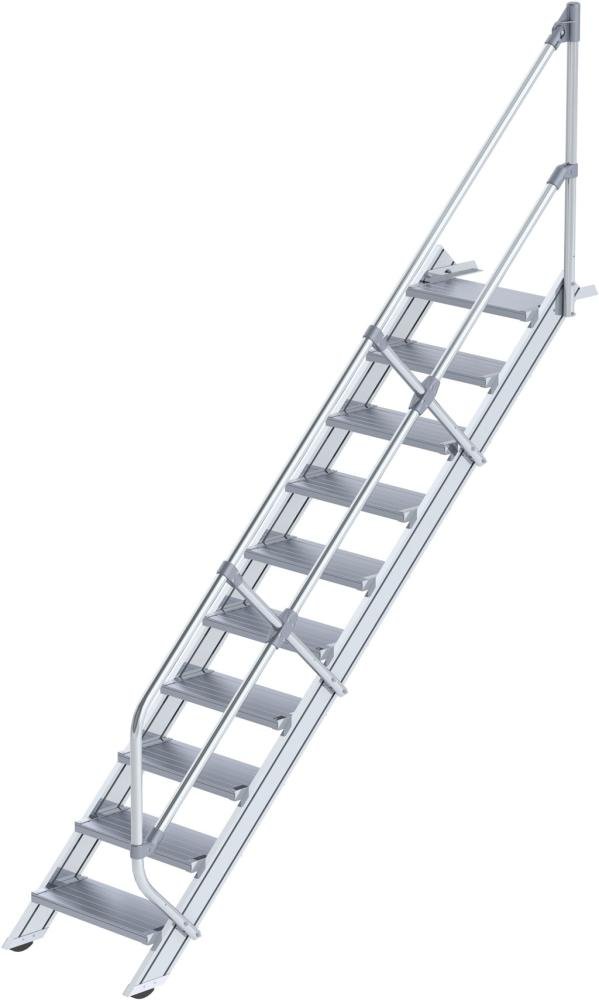 MUNK Alu-Treppe 45 Grad 10 Stufen B 600 mm lichte Höhe 2080 mm Ausladung 2341 mm