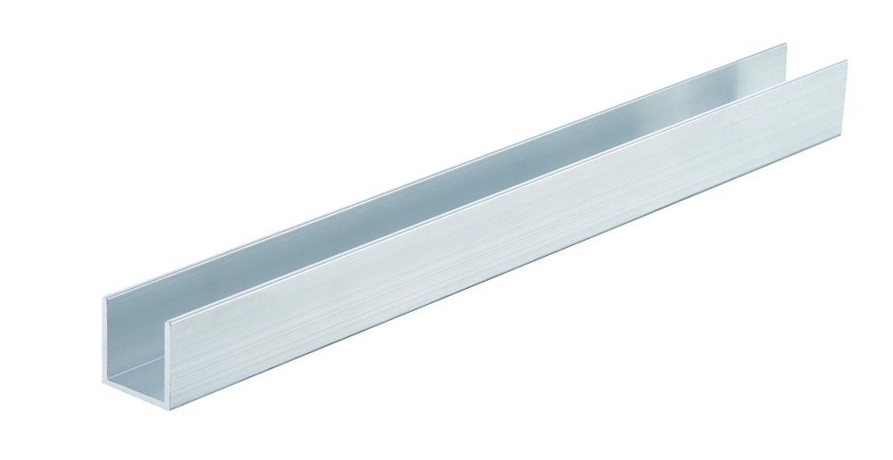 OT-Führung unten, 340, U-Schiene, auf Fixmaß, Aluminium, hell, pressblank