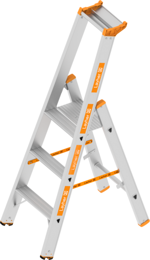 Layher Stufenstehleiter TOPIC 1064 einseitig begehbar 3 Stufen Aluminium 1,40m