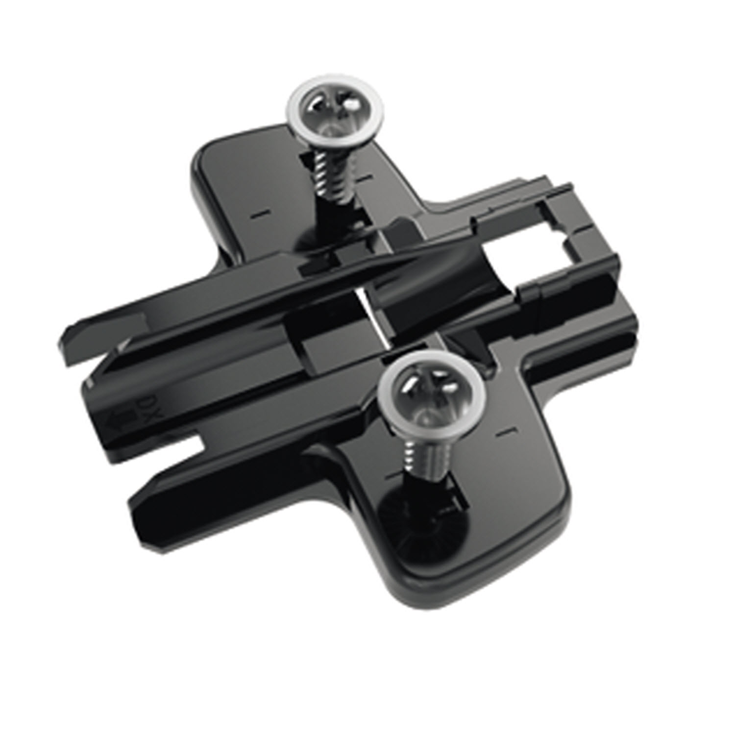 HETTICH Kreuzmontageplatte mit Langloch-Höhenverstellung, in obsidianschwarz, Lochreihe 37 x 32 mm, Hettich Direkt mit Pilotzapfen und Spezialschrauben (für Bohrung ø 5 x 7,5 mm), Distanz 1.5 mm