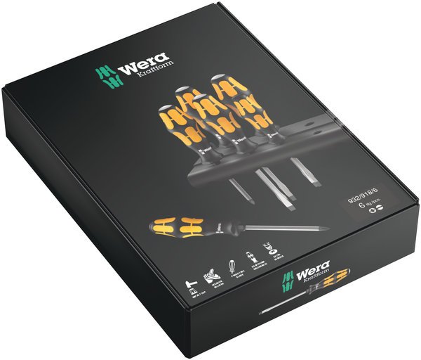 932/918/6 Screwdriver set Kraftform Wera: Chiseldriver and rack, 6 pieces