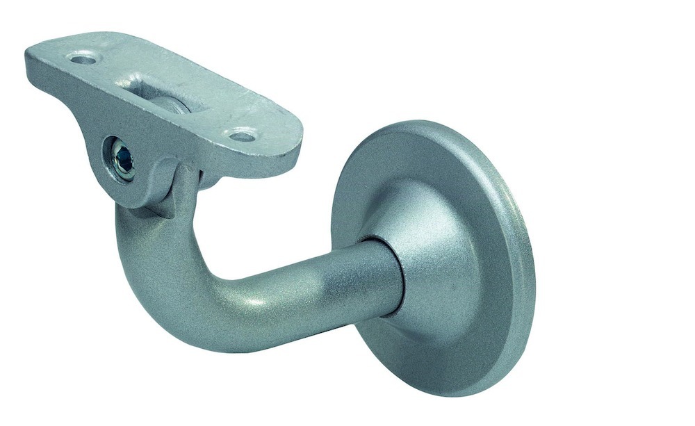 KWS 4511 Handlaufstütze gewölbte Auflage, silberfarbig, einbrennlackiert