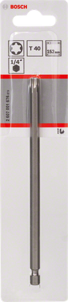 Bosch T40 screwdriver bit 152mm for 1/4 inch drive., Torx-Bit, T40, 152 mm, Langbit, 1/4-Zoll-Schaft