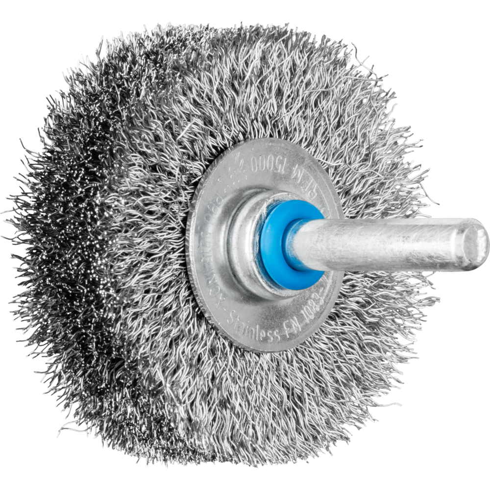 Product picture Primär-Darstellung Pferd Rundbürste ungezopft RBU Ø50x15 mm Schaft-Ø6 mm Edelstahl-Draht-Ø0,20