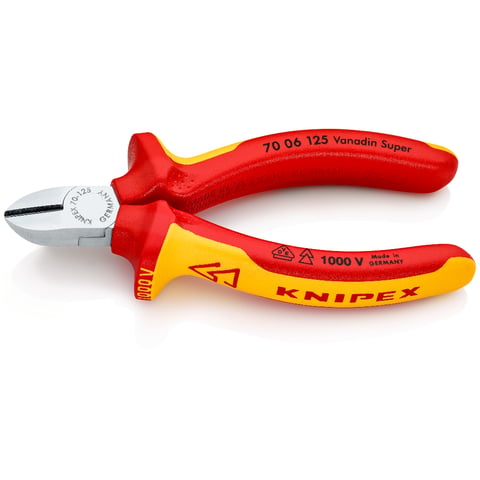 Knipex Seitenschneider 70 06 125 verchromt isoliert mit Mehrkomponenten-Hüllen VDE-geprüft 125 mm