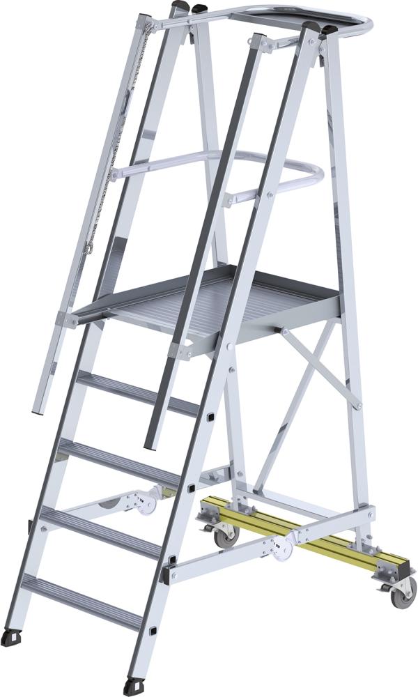 MUNK Aluminium-Podestleiter, fahrbar und klappbar
