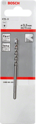 Bosch CYL-3 Betonbohrer 3,5 mm für schnelles Bohren., Betonbohrer, Spiralbohrer, 3,5 mm, 70 mm Länge, Bosch CYL-3