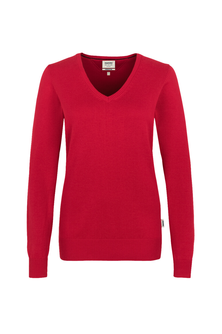 HAKRO Damen V-Pullover Premium-Baumwolle rot XL