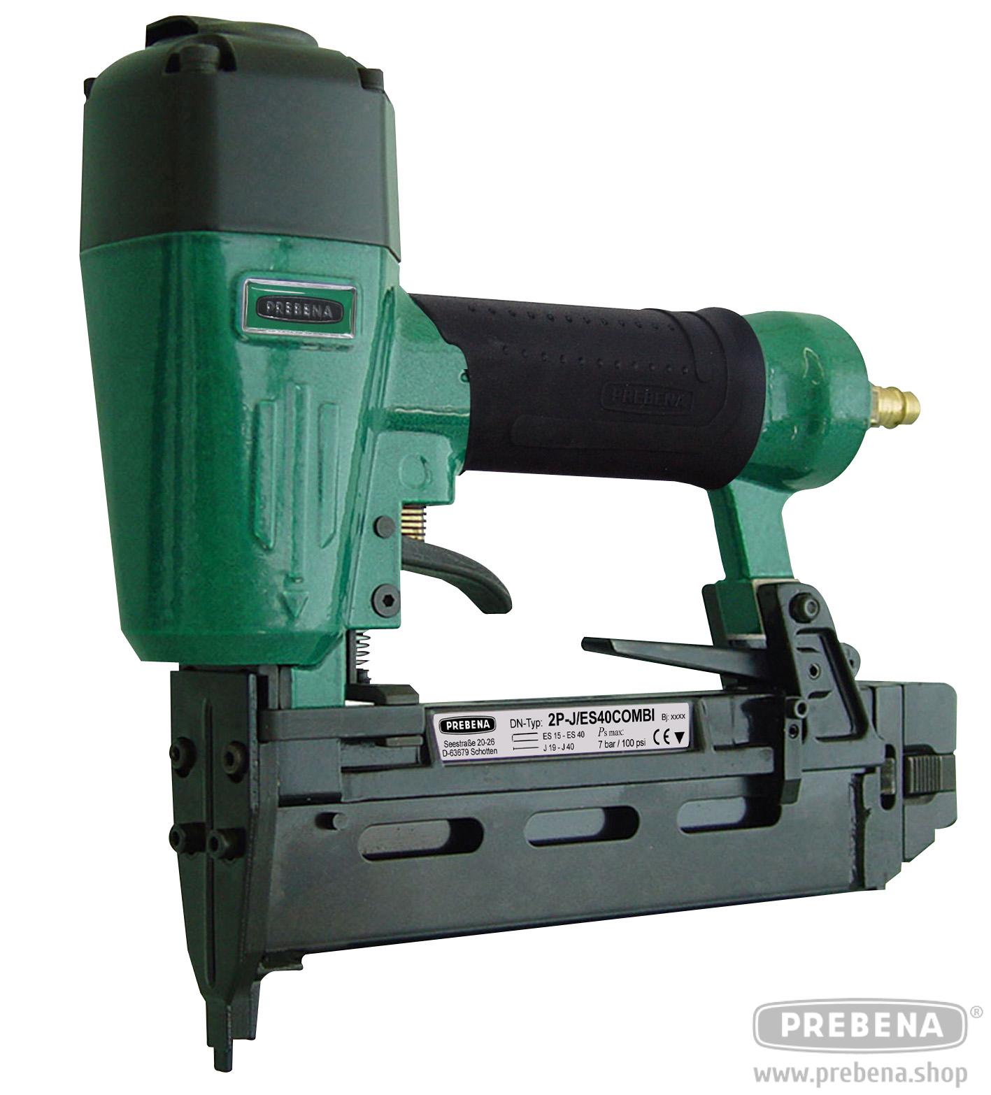 Prebena Combinagler 2P-J/ES40COMBI Druckluftnagler für Heftklammern und Stauchkopfnägel 15-40mm