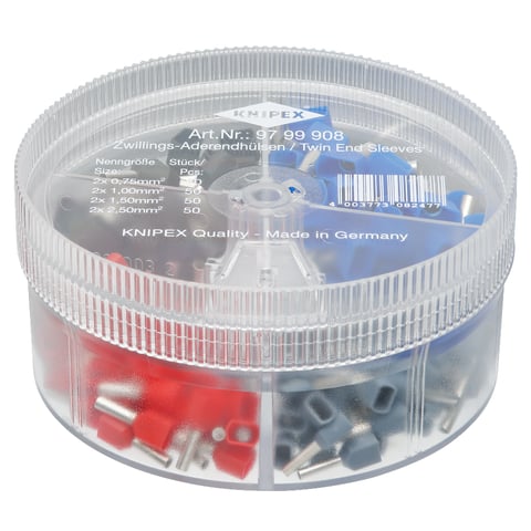 Knipex Sortimentsboxen mit 200 Twin-Aderendhülsen 4-teilig 97 91 908