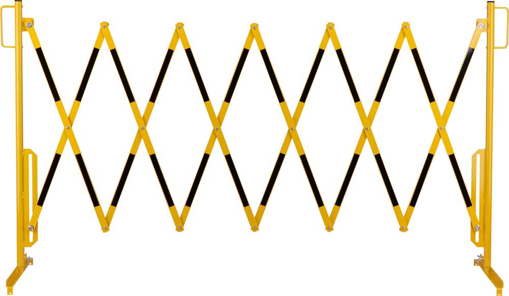 dancop Scherengitter H 1050mm, L bis 4000mm gelb/schwarz stationär mit Standfuß