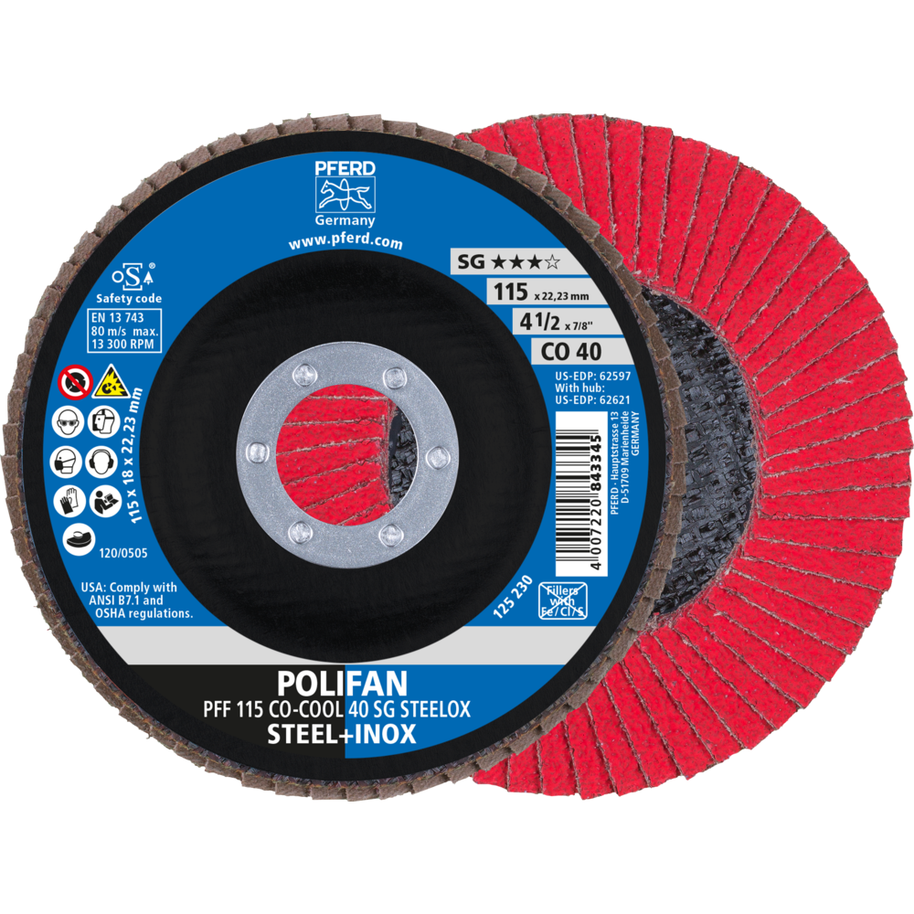 Pferd POLIFAN Fächerscheibe PFF 115x22,23 mm flach CO-COOL 40 Leistungslinie SG