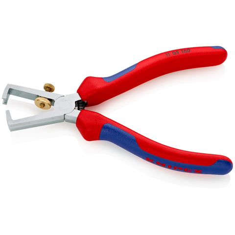 Knipex Abisolierzange 11 05 160 Mit Öffnungsfeder, universal verchromt mit Mehrkomponenten-Hüllen 160 mm