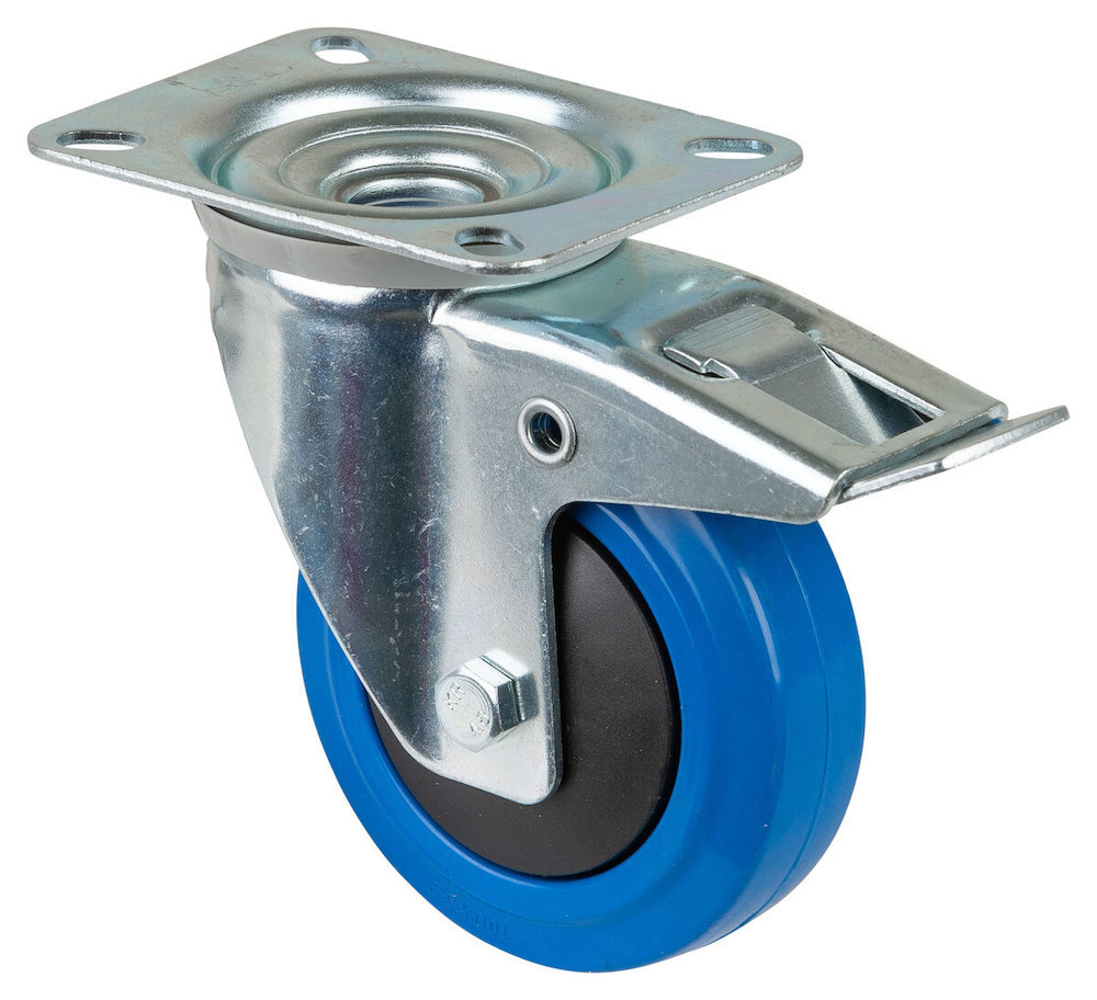 Produktbild BS-R Transportgeräte-Lenkrolle, Rad Ø 100 Elastik-Reifen blau150kg