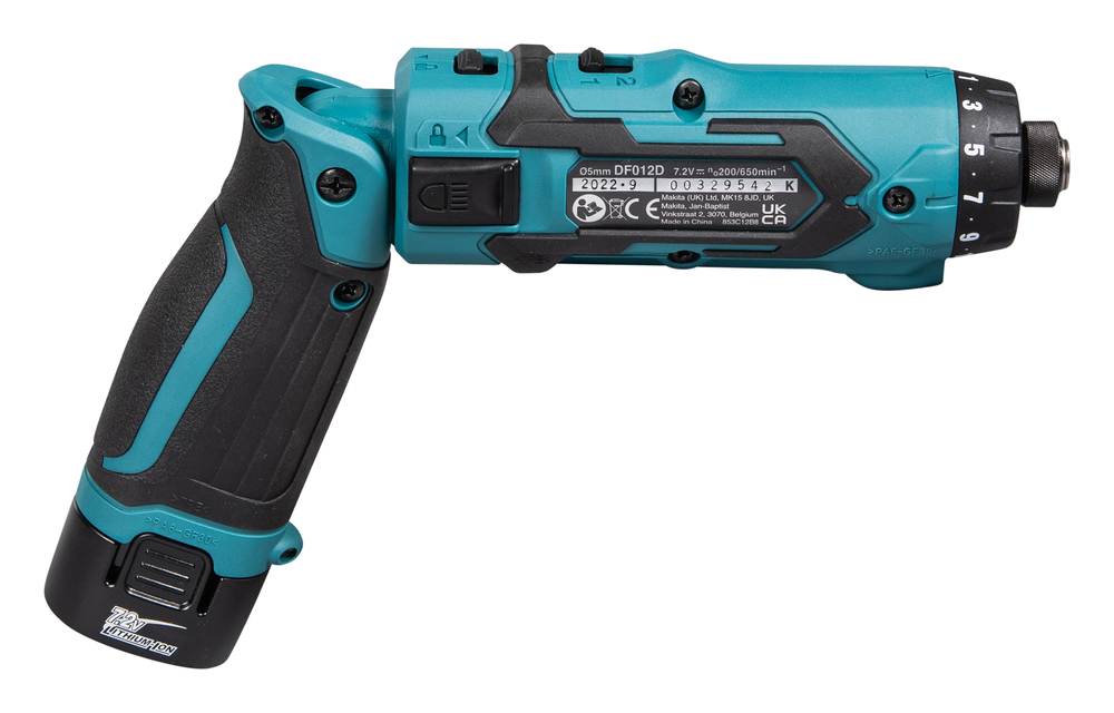 Makita Akku-Knickschrauber DF012DSE 7,2V 11Nm mit 2 Akkus Ladegerät Transportkoffer