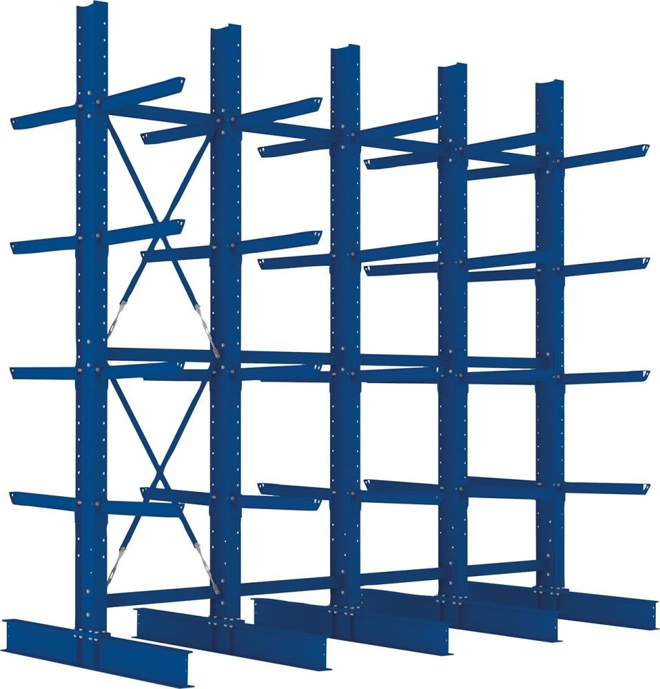 META Kragarmregal Heavy B4100xT2x800xH4000 mm doppelseitig RAL 5010 5 Ebenen Traglast 3150kg