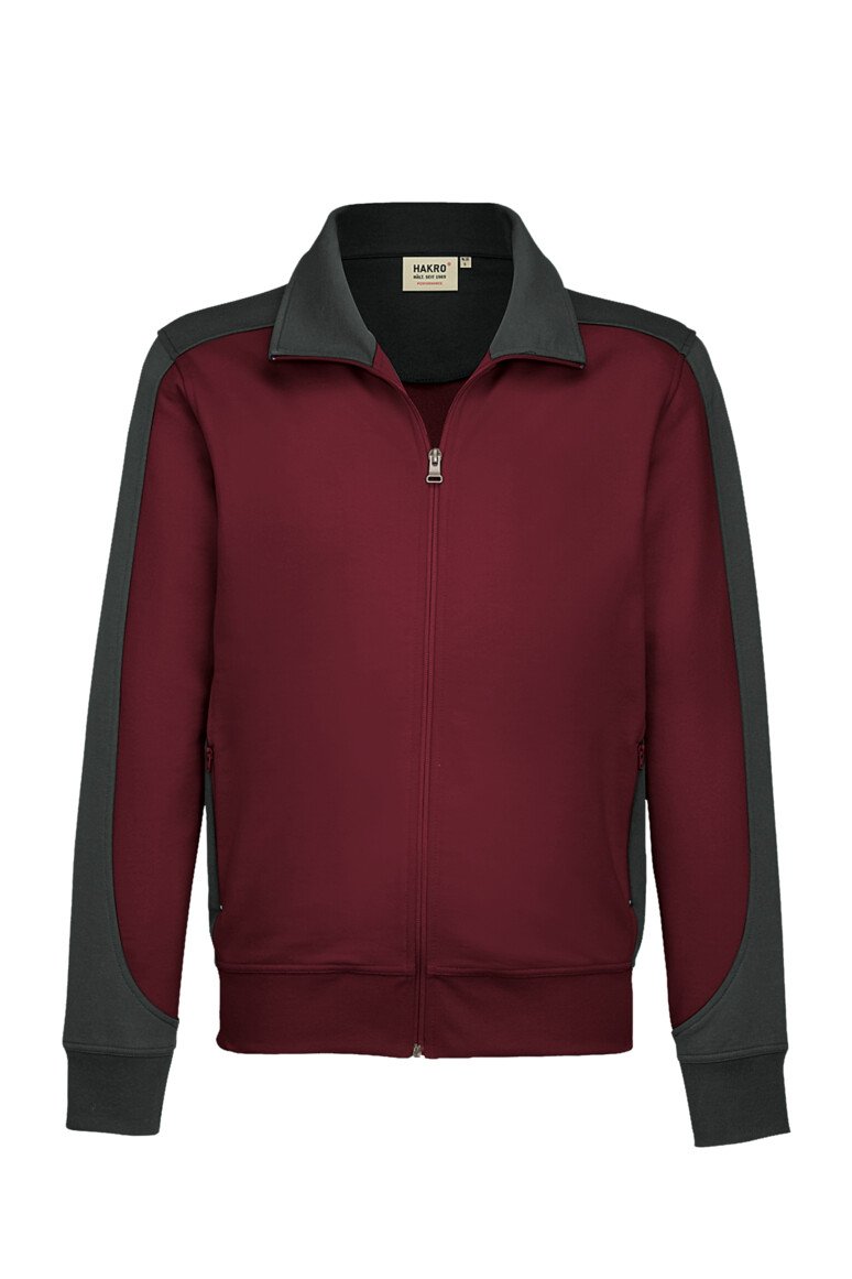 HAKRO Sweatjacke Contrast MIKRALINAR® weinrot/anthrazit 2XL