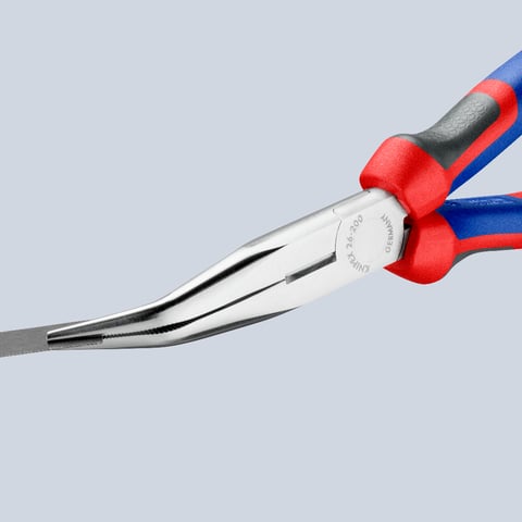 Knipex 26 25 200 Flachrundzange mit Schneide (Storchschnabelzange) verchromt 200 mm
