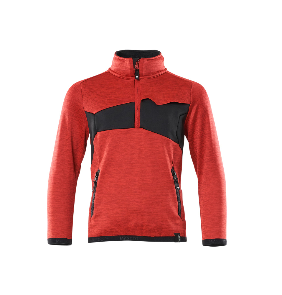 Produktfoto Mascot Fleecepullover für Kinder, kurzer Zipper Pullover für Kinder Größe 152, verkehrsrot/schwarz