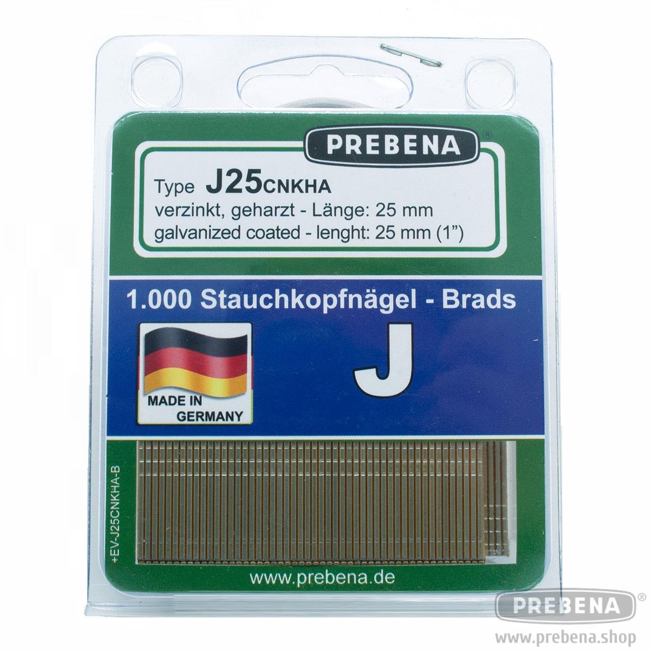 Prebena Stauchkopfnägel J25CNKHA-B 25mm verzinkt geharzt Blister 1000 Stück
