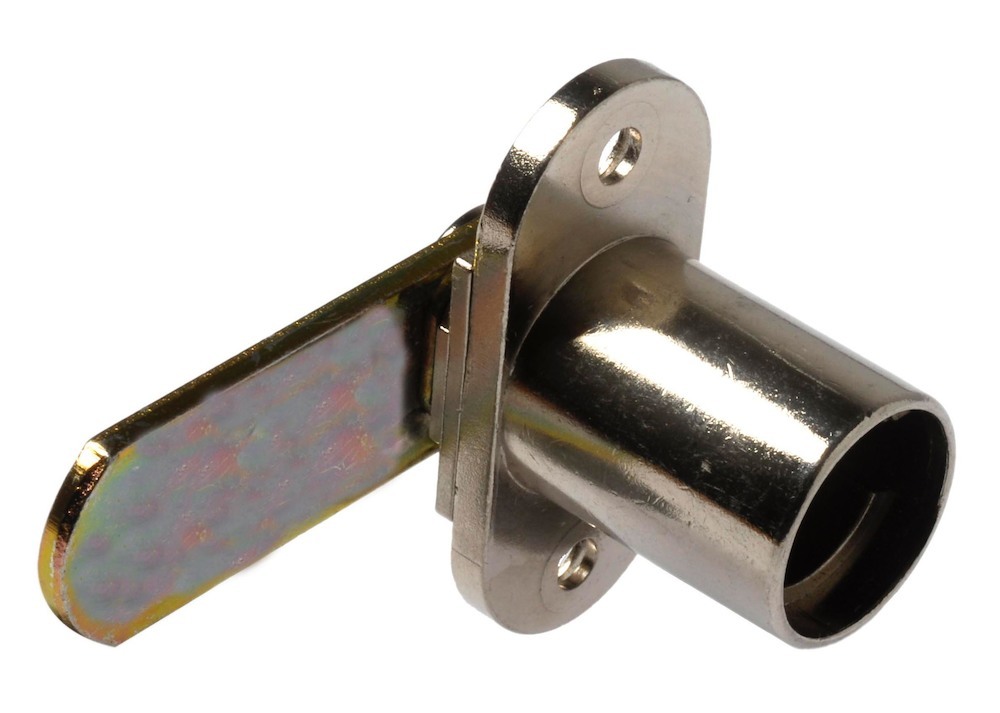Format Hebelschloss zum anschrauben,  Riegel 40 mm, 90°, vernickelt mit Rosette