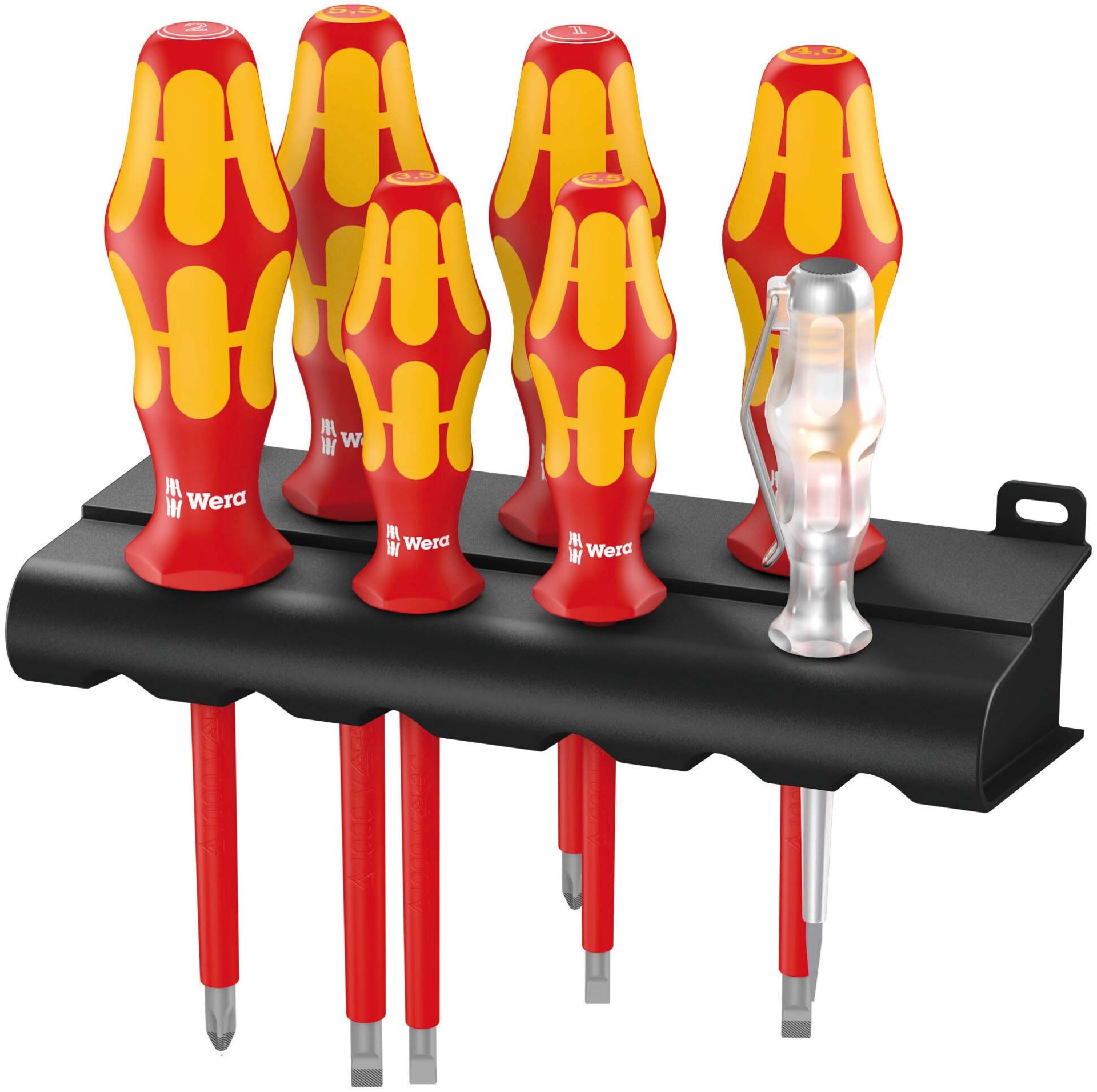 160 i/7 Rack Screwdriver set Kraftform Plus Series 100, single-pole phase tester
