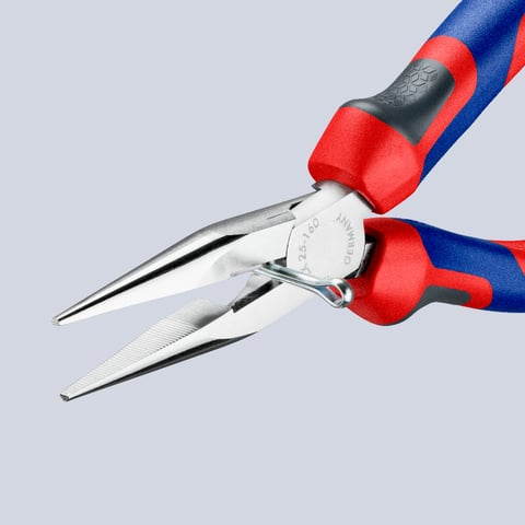 Knipex Flachrundzange mit Schneide (Radiozange) 25 05 160 verchromt mit Comfort-Griffen 160 mm