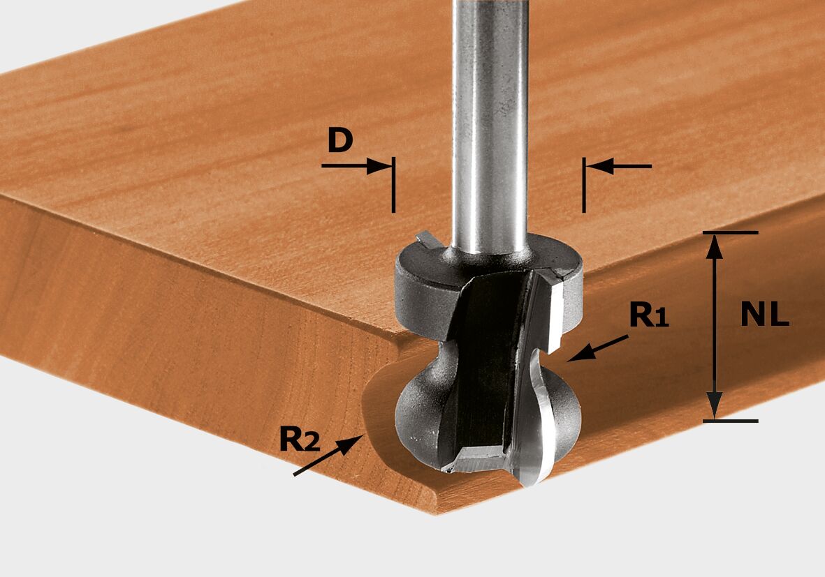 Griffleistenfräser HW S8 D22/16/R2,5+6, Holz, Klammer, Gerät, Werkzeug