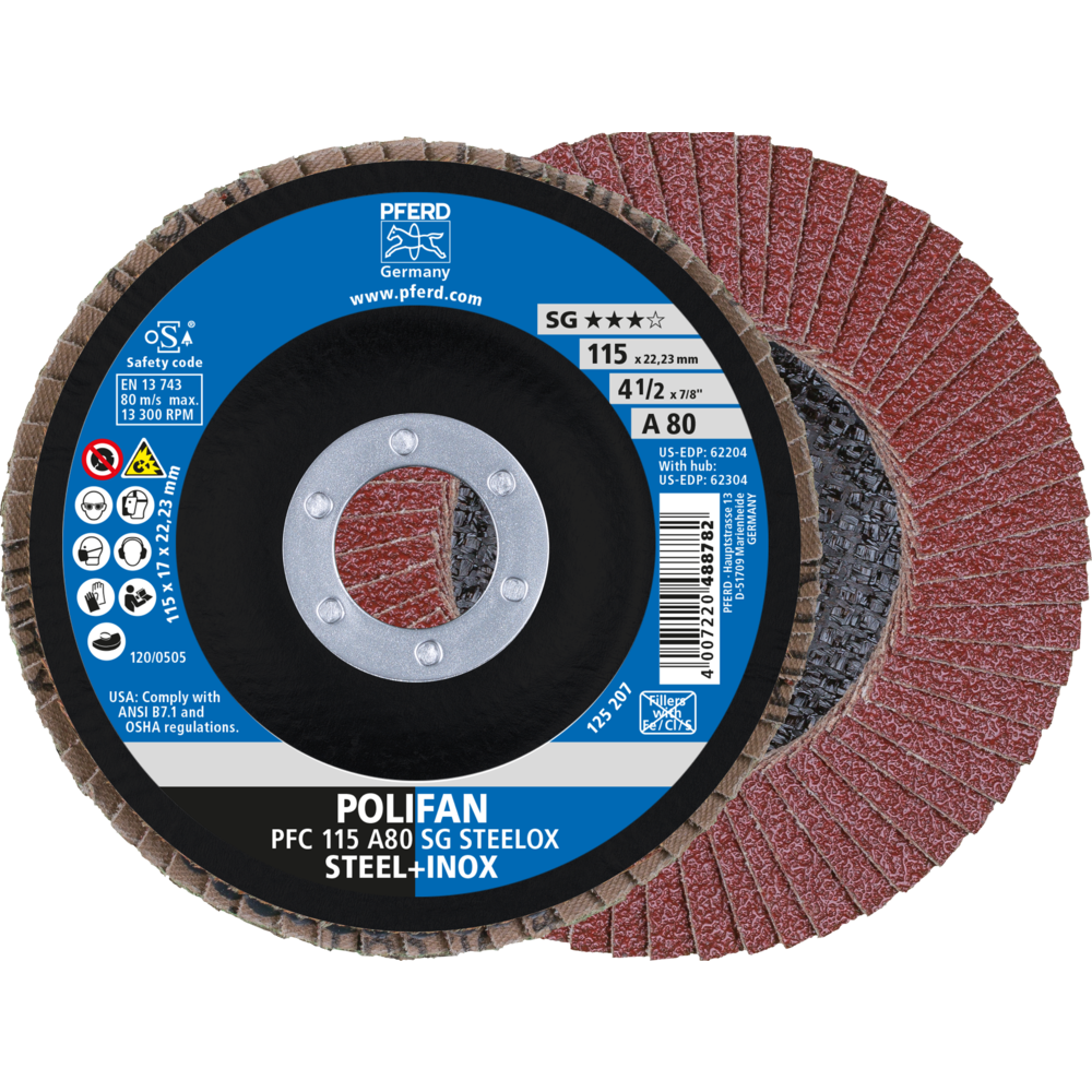 Pferd POLIFAN Fächerscheibe PFC 115x22,23 mm konisch A80 Uni.-Linie PSF STEELOX