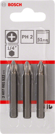 Bosch PH2 Extra Hard screwdriver bits 51mm pack.