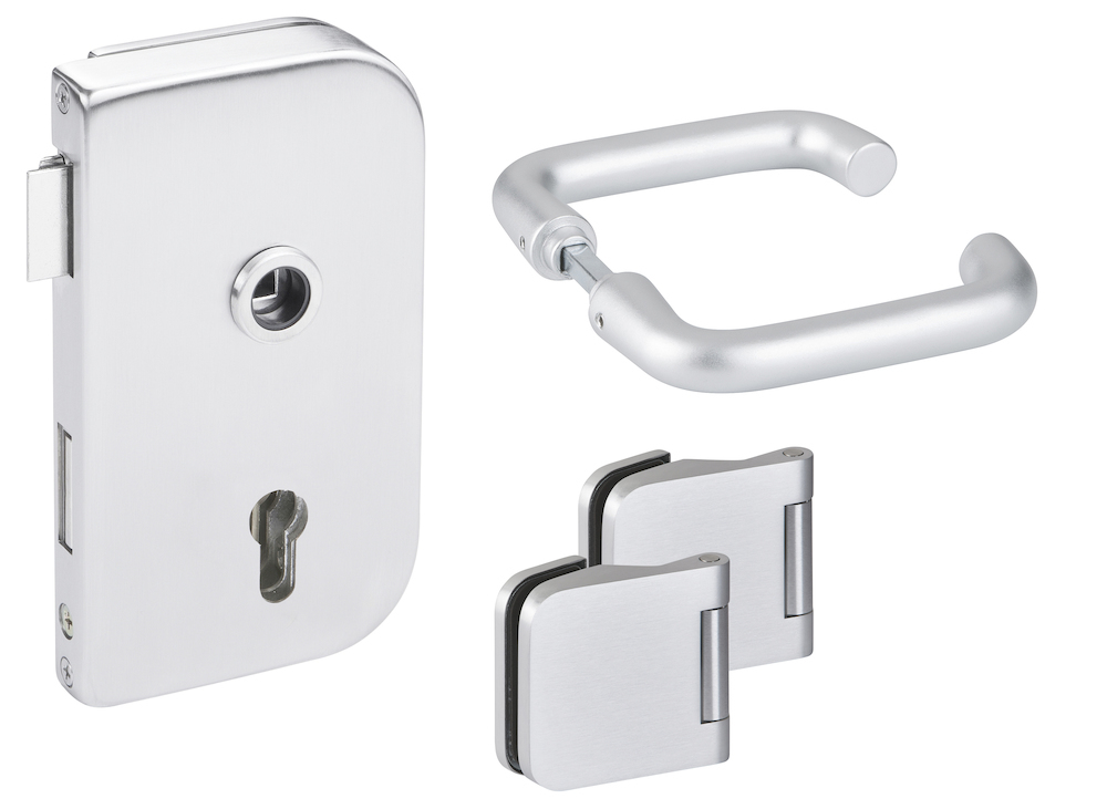 HERMAT Ganzglastürschloss-Set ROMA 6033/6315/1901, Aluminium