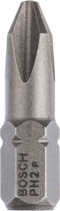 Bosch PH2 Extra Hard screwdriver bit 25mm., Schrauberbit, Kreuzschlitz PH2, Stahl, Silberfarben, Sechskantantrieb