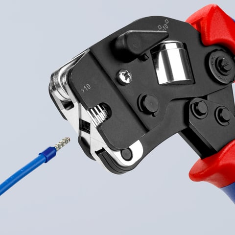Knipex 97 53 09 Selbsteinstellende Crimpzange für Aderendhülsen mit Fronteinführung 0,08-16 mm²