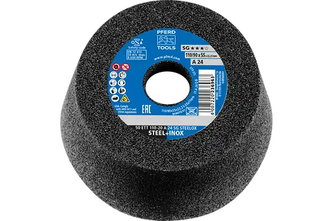 Pferd Schleiftopf ETT 110x20x22,23 mm A16 SG STEELOX für Stahl/Edelstahl
