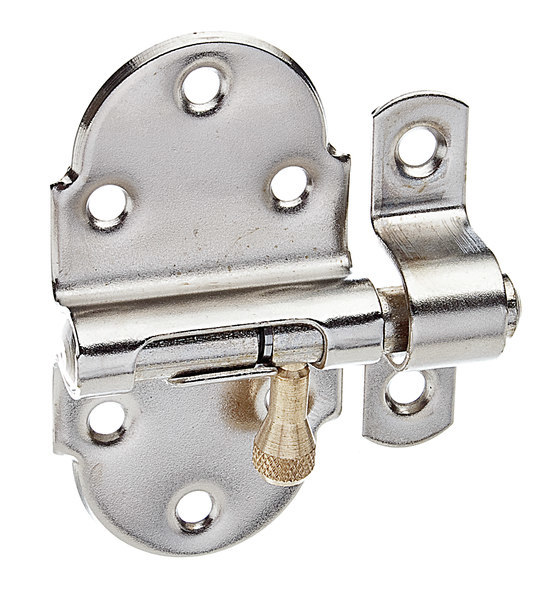 GAH ALBERTS Grendelriegel mit Messing-Knopf, mit Feder, Stahl vernickelt poliert
