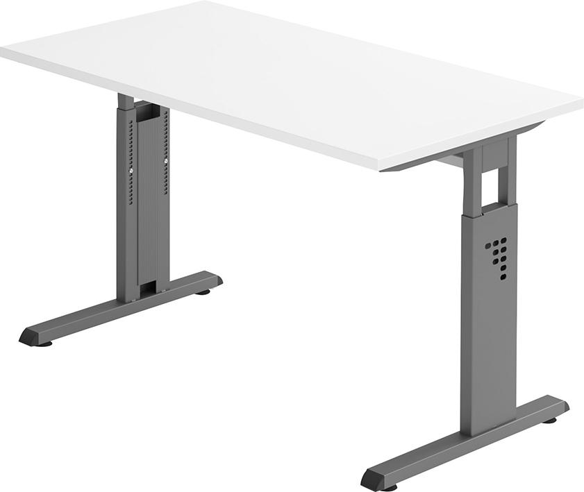Hammerbacher Schreibtisch C-Fuß B 120 x T 67 cm Weiß/Graphit man. Stufenlos verstellb.