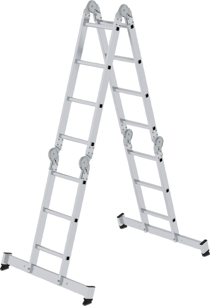 MUNK Alu-Vielzweckleiter 2x3 + 2x4 Sprossen Höhe als Bühne 0,99 m Arbeitshöhe bis 5,30 m