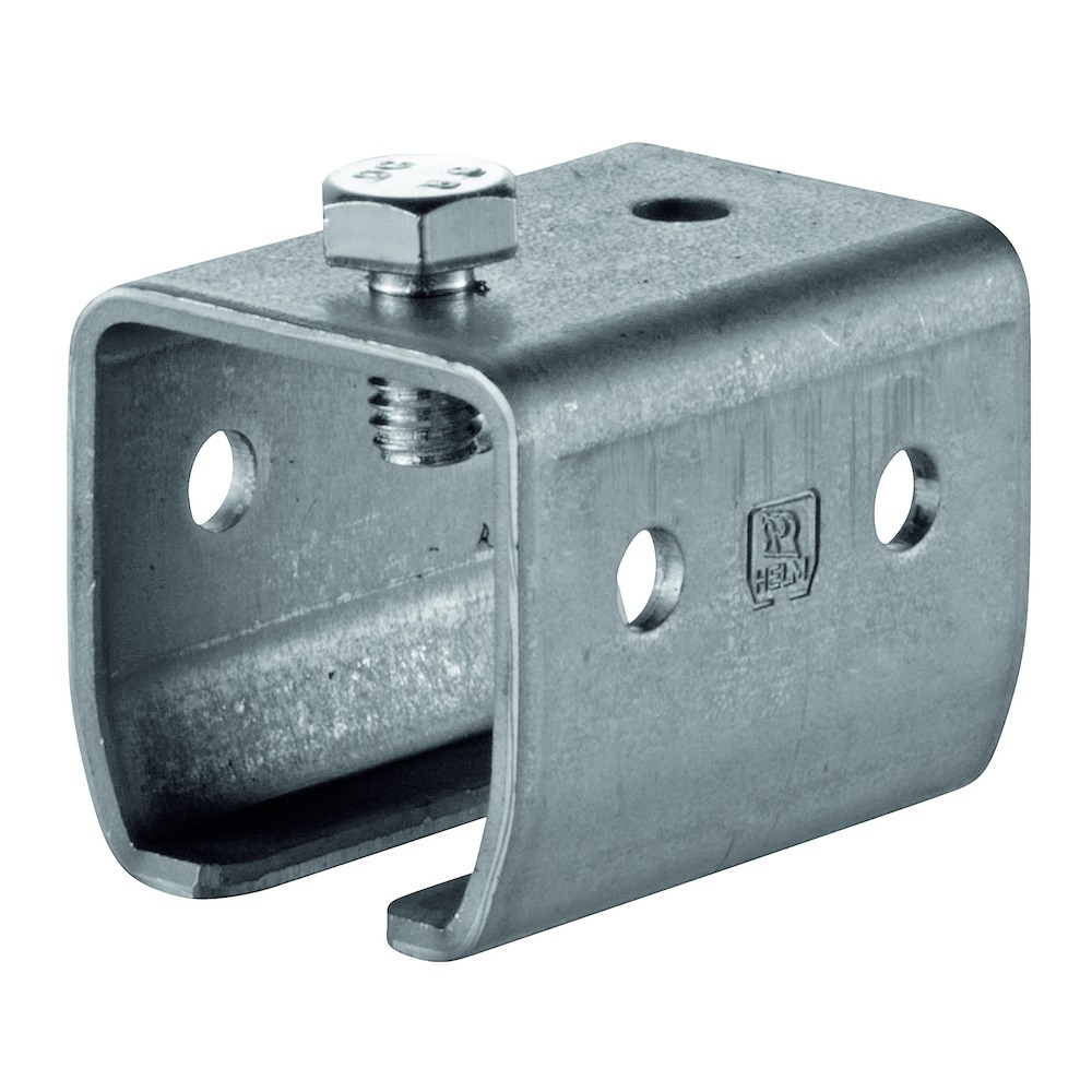 Schiebetor-Übersteckmuffe, 1104, mit oberer Konterschraube, Stahl