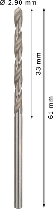 Bosch PRO Metal HSS-G Spiralbohrer 2,9 mm., Spiralbohrer, Metall, 2,9 mm, 61 mm, Spiralnut