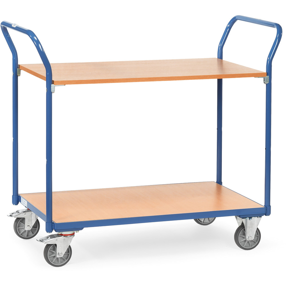 Fetra Tischwagen 1602 mit 2 Böden und 2 Schiebebügeln 300 kg Tragkraft 1000x600 mm