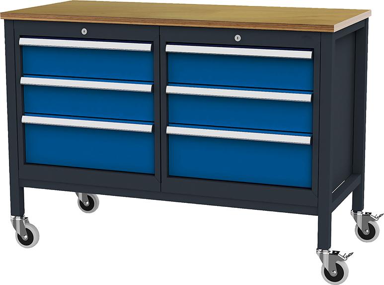 FORUM Mobile Kastenwerkbank, Breite 1300 mm, 6 Schubladen