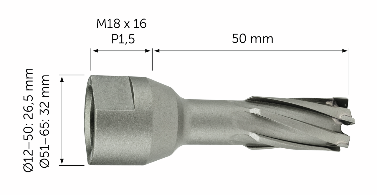 Fein HM Ultra 50 Kernbohrer M18 x 6 P1,5 Ø 13 mm
