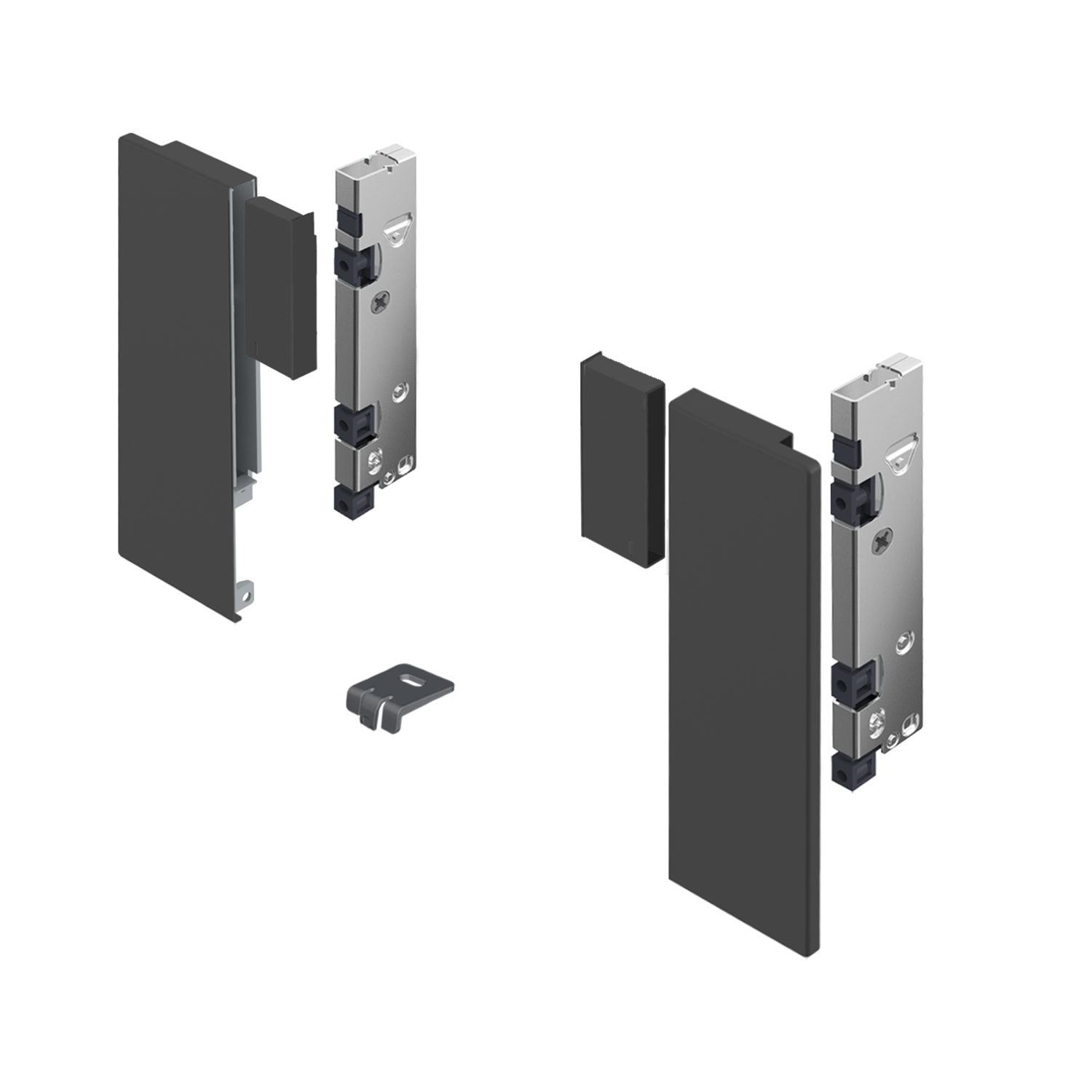 HETTICH AvanTech YOU Set Verbinder für gestaltbare Innenfront, Nutzung mit Inlayzarge, Systemhöhe 187, anthrazit