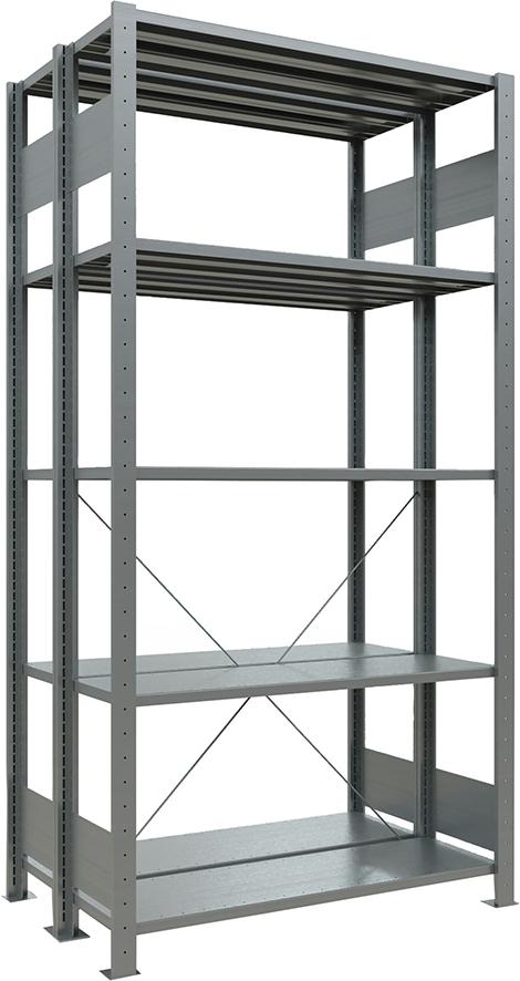 SCHULTE Lagertechnik Doppel-Steck-Grundregal verzinkt, Tragkraft 150 kg