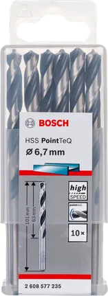 Bosch HSS PointTeQ 6.7mm twist drill bit set.