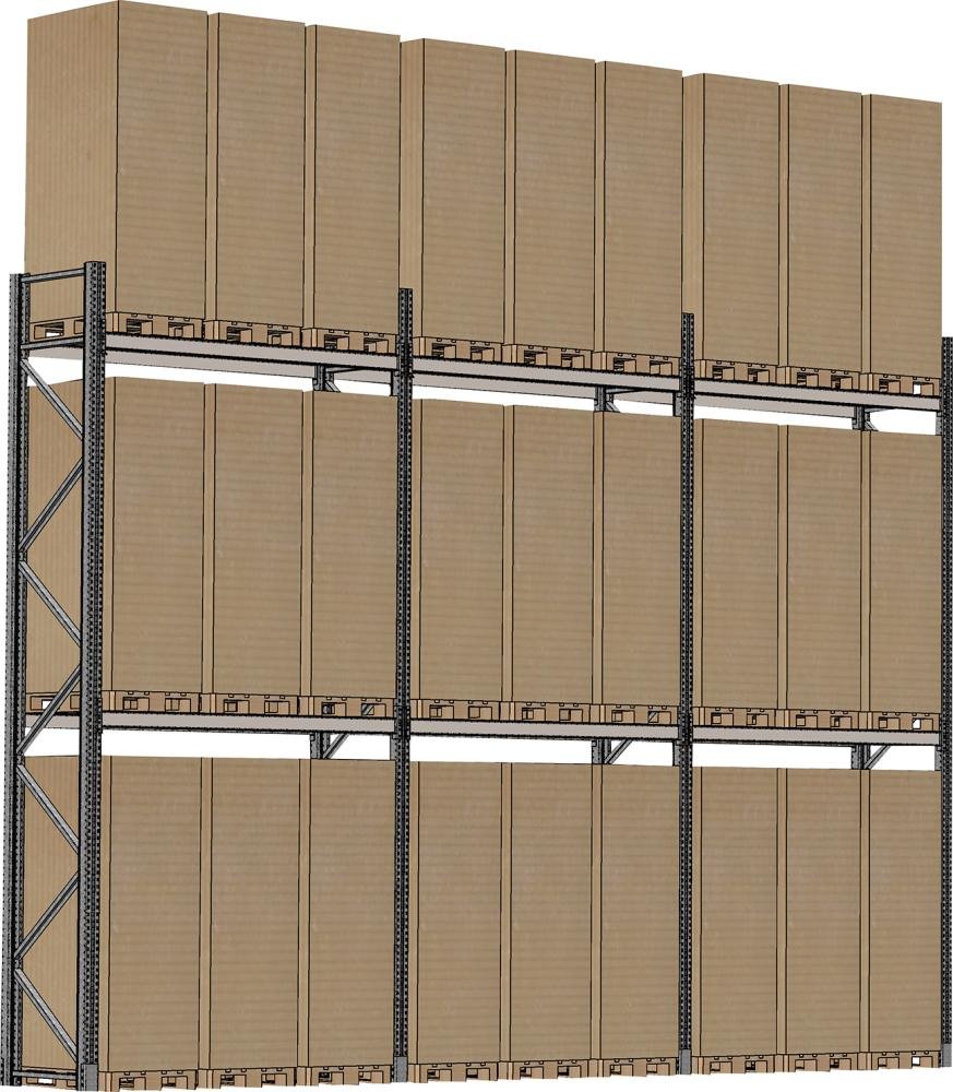 SCHULTE Lagertechnik Palettenregal verzinkt 3 Felder á 1825 mm H 6000xT 1100mm 12 Holme 2000 kg